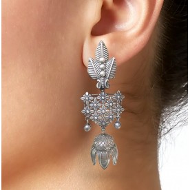 92.5 Silver Plated Tribal Nested Jhumki