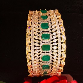 Gold Tone Onyx Cz Bridal Bracelet
