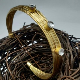 Gold Plated Kundan Cuff Bracelet