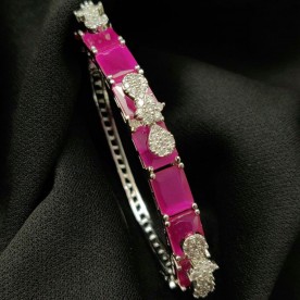 Hot Pink Zircon Bangle Bracelet