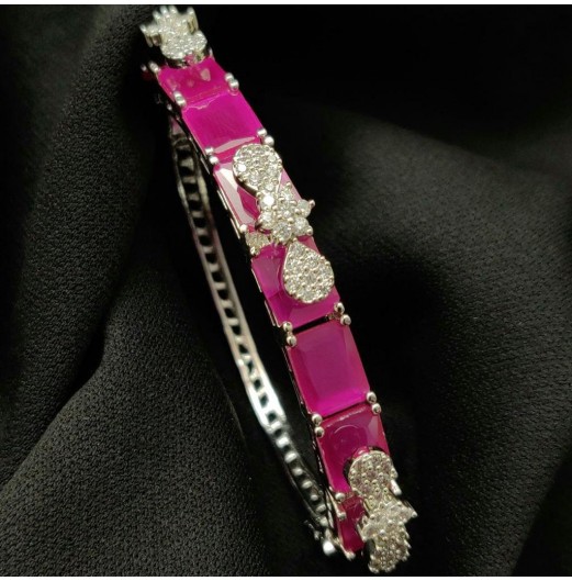 Hot Pink Zircon Bangle Bracelet