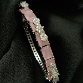 Pastel Pink Zircon Bangle Bracelet