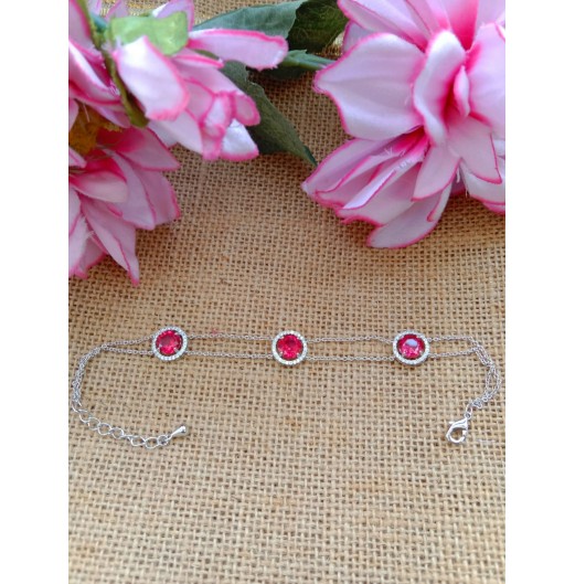 Pink CZ Double Chain Bracelet