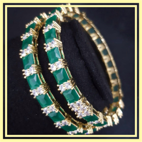 Gold Plated Green AD Bangles