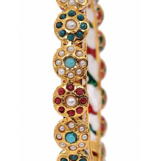 Navratan Jadau Openable Bangle