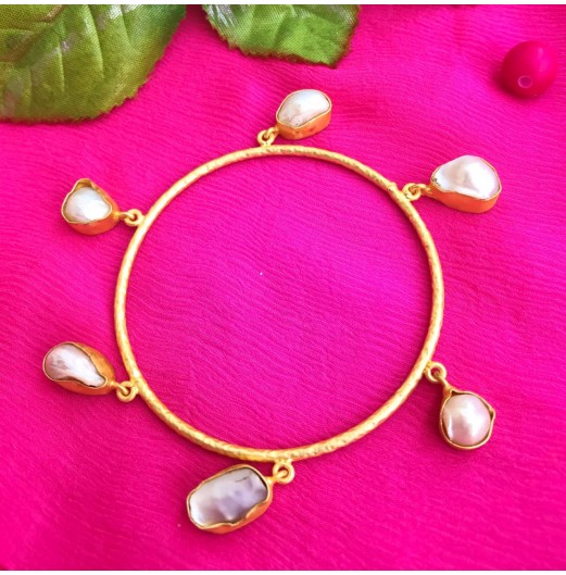 Baroque Pearl Stone Bangle 