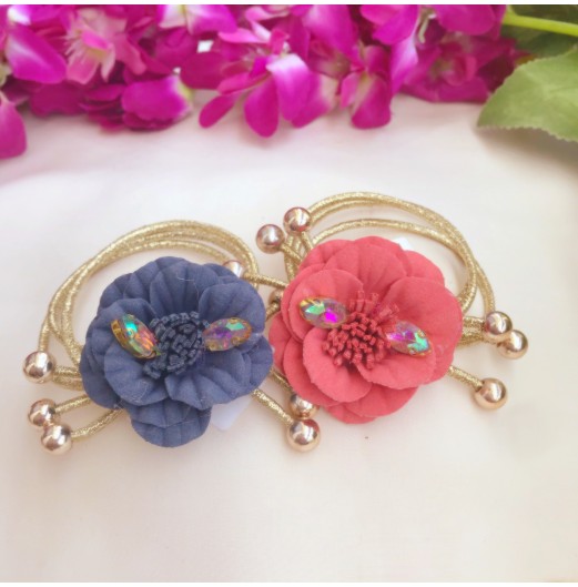 Pack of 2 Crystal Flower Rubberbands