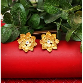 Gold tone polki inspired  floral  stud earring