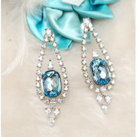 Zircon Silver Blue Swarovski Earrings