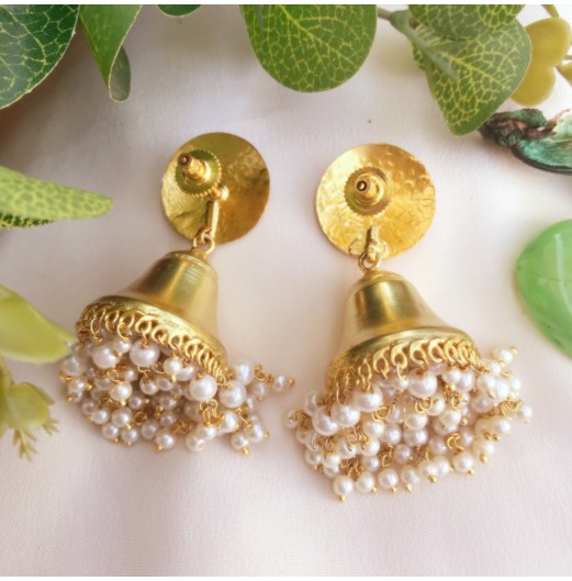 Gold Tone Polka Pink Star Jhumka 