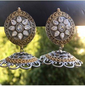 92.5 Silver Plated Dual Tone Jhumki