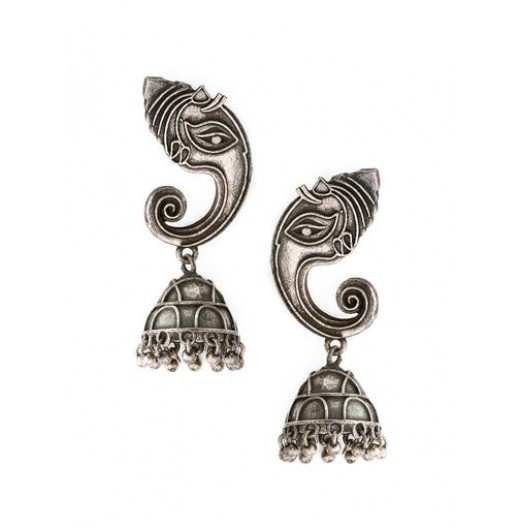 Tribal Silver Plated Ganeshji Jhumki