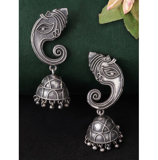 Tribal Silver Plated Ganeshji Jhumki