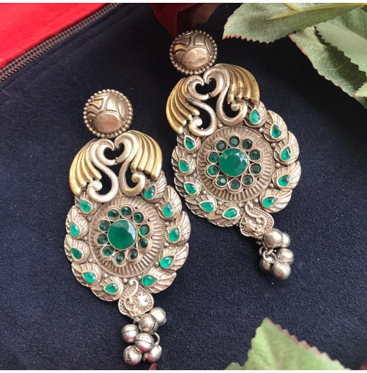 Jahanara Silver Plated Long Dangler  