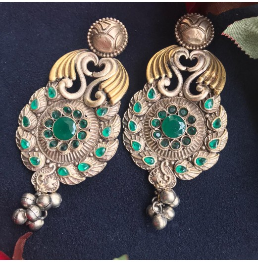 Jahanara Silver Plated Long Dangler  