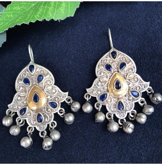 Jahanara Silver Plated Blue Earrings