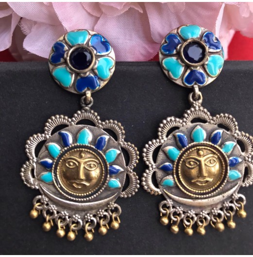 Dual Tone Suraj Enamel Earrings