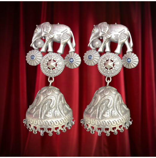 Silver Elephant Jhumki