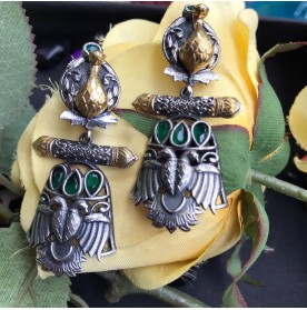 Jahanara Dual Tone Peacock Earrings