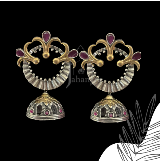 Dual Tone Floral Pink Jhumki