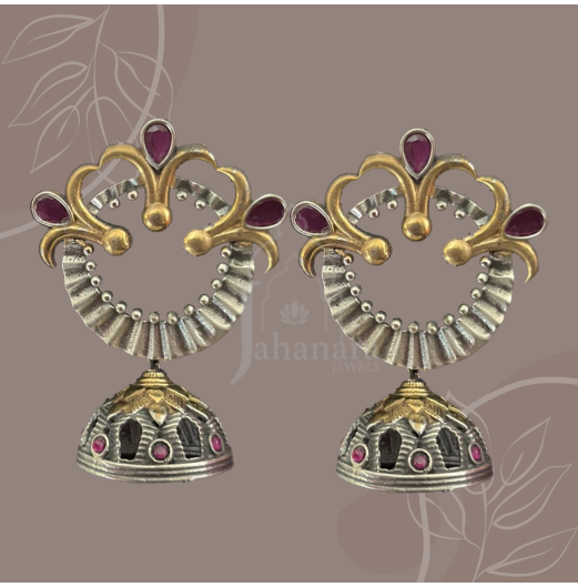 Dual Tone Floral Pink Jhumki