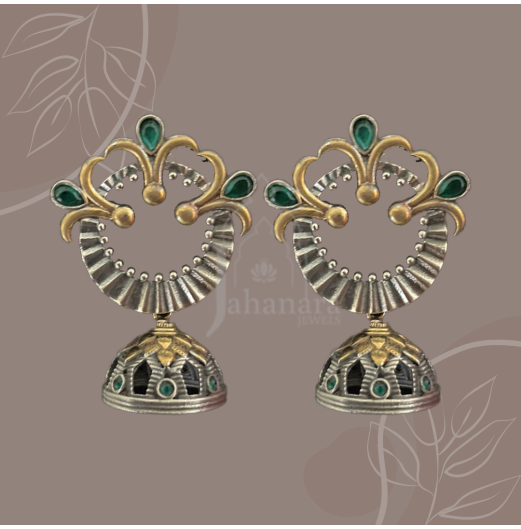 Dual Tone Floral Green Jhumki