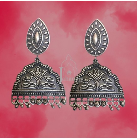 Silver Tone Tribal Drop Earrings