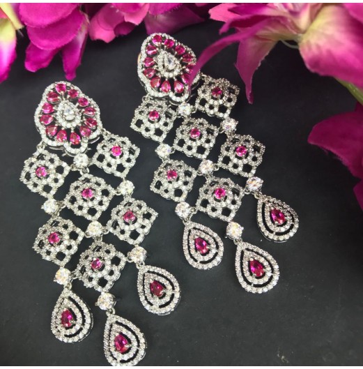 Jahanara Luxury Pink CZ Earrings