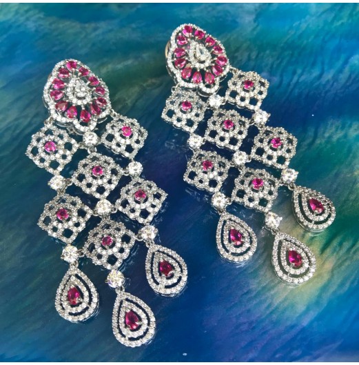 Jahanara Luxury Pink CZ Earrings