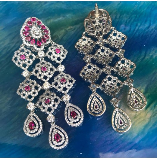 Jahanara Luxury Pink CZ Earrings