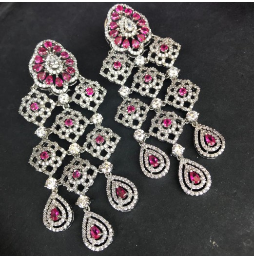 Jahanara Luxury Pink CZ Earrings