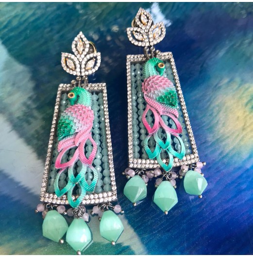 Jahanara Luxury CZ Peacock Earrings