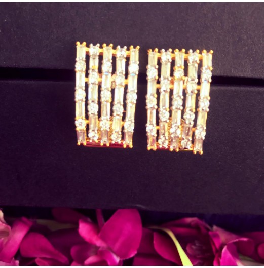 Gold Plated Baguette Hoop Earrings