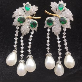 Faux Diamond Pearl Earrings