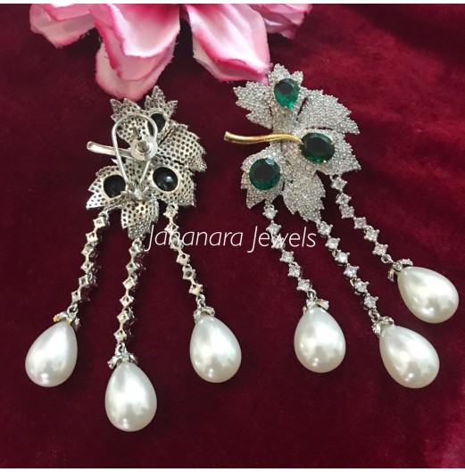 Faux Diamond Pearl Earrings