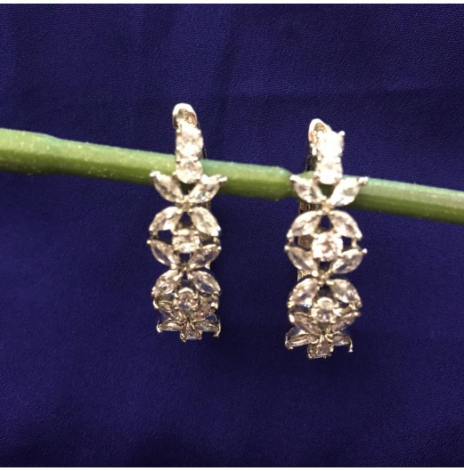 AD Rhodium Plated Bali Earrings