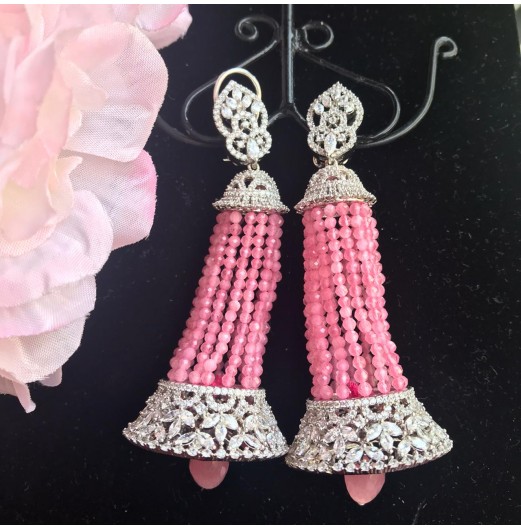 Jahanara Luxury Zircon Pink Jhumki 