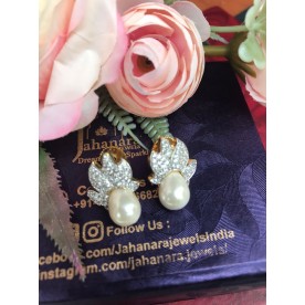 Gold Plated AD Pearl Earrings