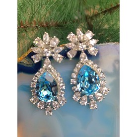 Aquamarine Diamond Cut Earrings