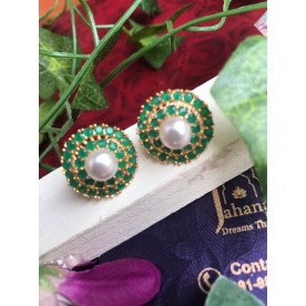 Gold Plated Green Onyx Studs