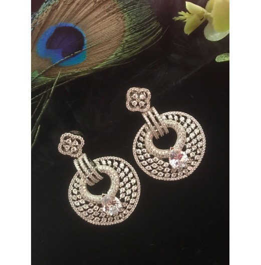 Cubic Zirconia Chandbali Earrings