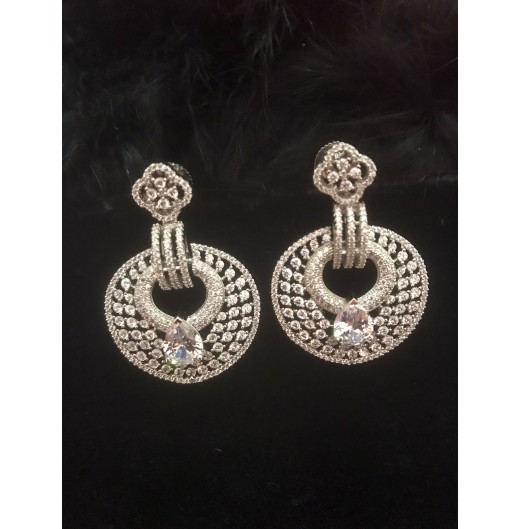 Cubic Zirconia Chandbali Earrings