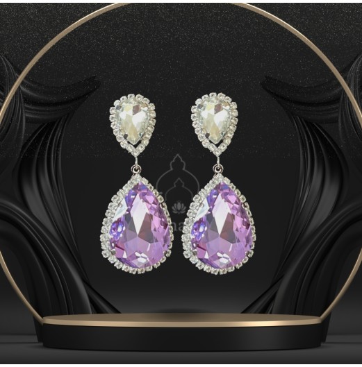 Tear Drop Lavender Crystal Earrings
