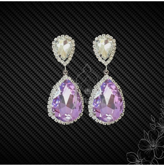 Tear Drop Lavender Crystal Earrings