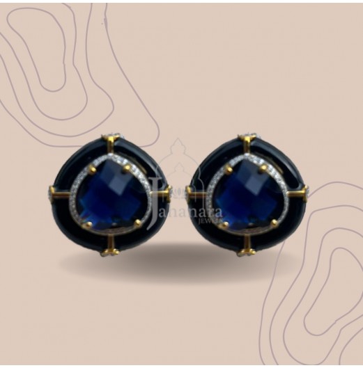 Enamel Blue Stone Earrings