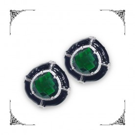 Triangle Enamel Green Earrings