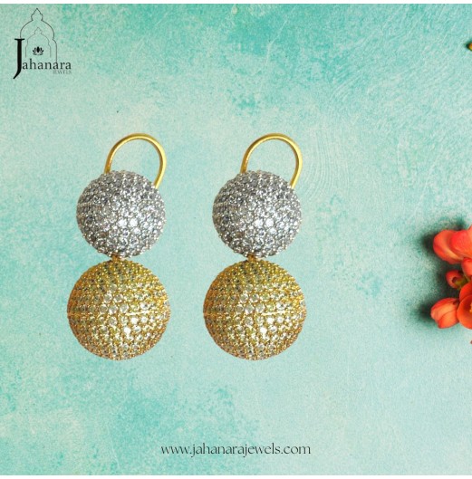 Dual Ball Yellow Drop Earrings