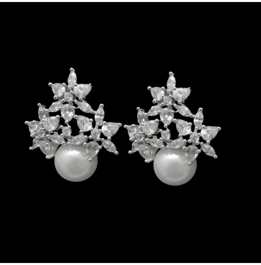 Zircon Clustered Flower Stud