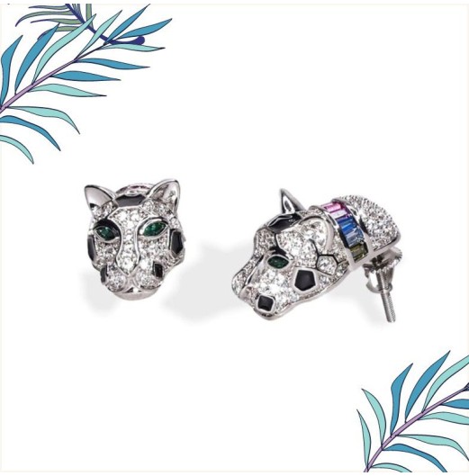 Panther Head Baguette Studs