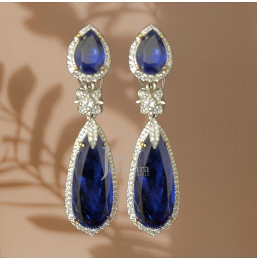 Blue Sapphire Doublet Drop Earrings